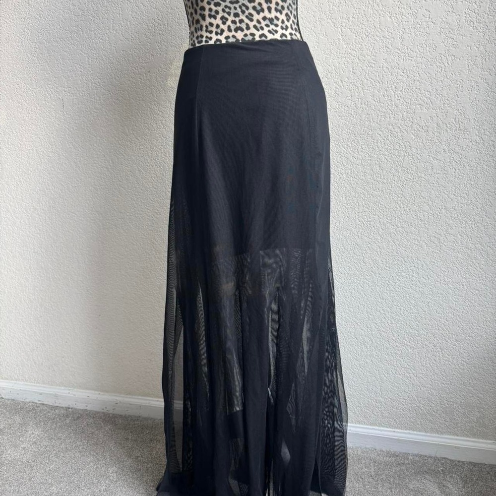 JS Collection black maxi skirt with mesh & underskirt